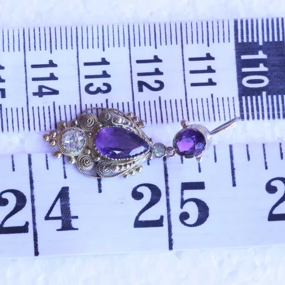 Antique Georgian dangle earrings gold amethyst ch… - image 4