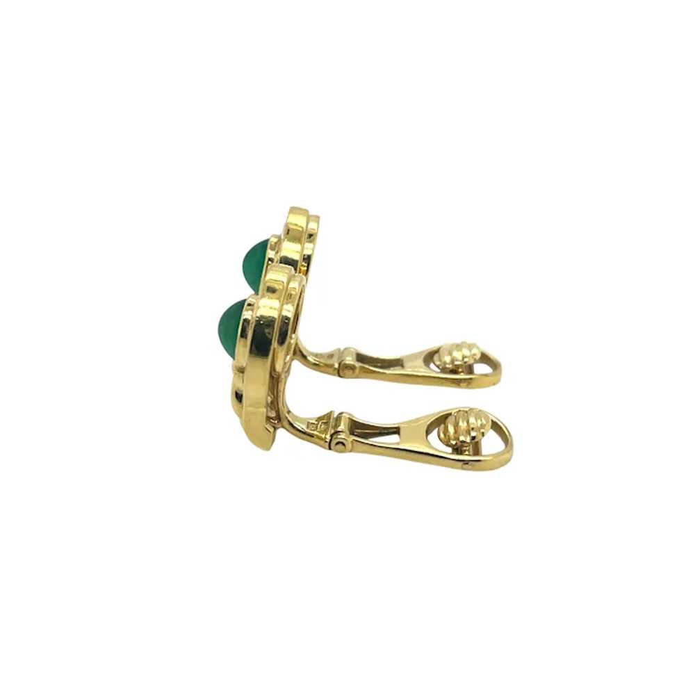 18K Yellow Gold Emerald and Diamond Earring - image 2