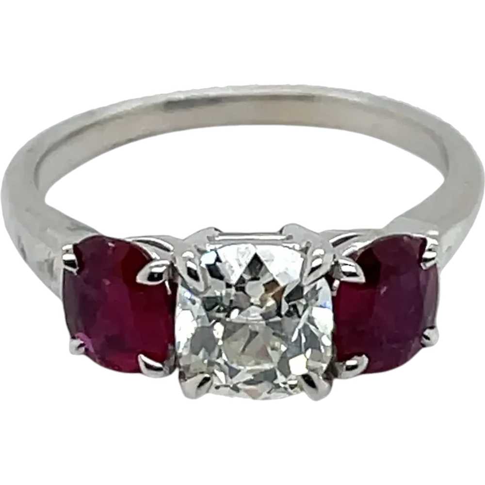 14K White Gold Diamond and Ruby Ring - image 1