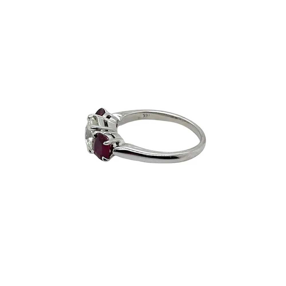 14K White Gold Diamond and Ruby Ring - image 2