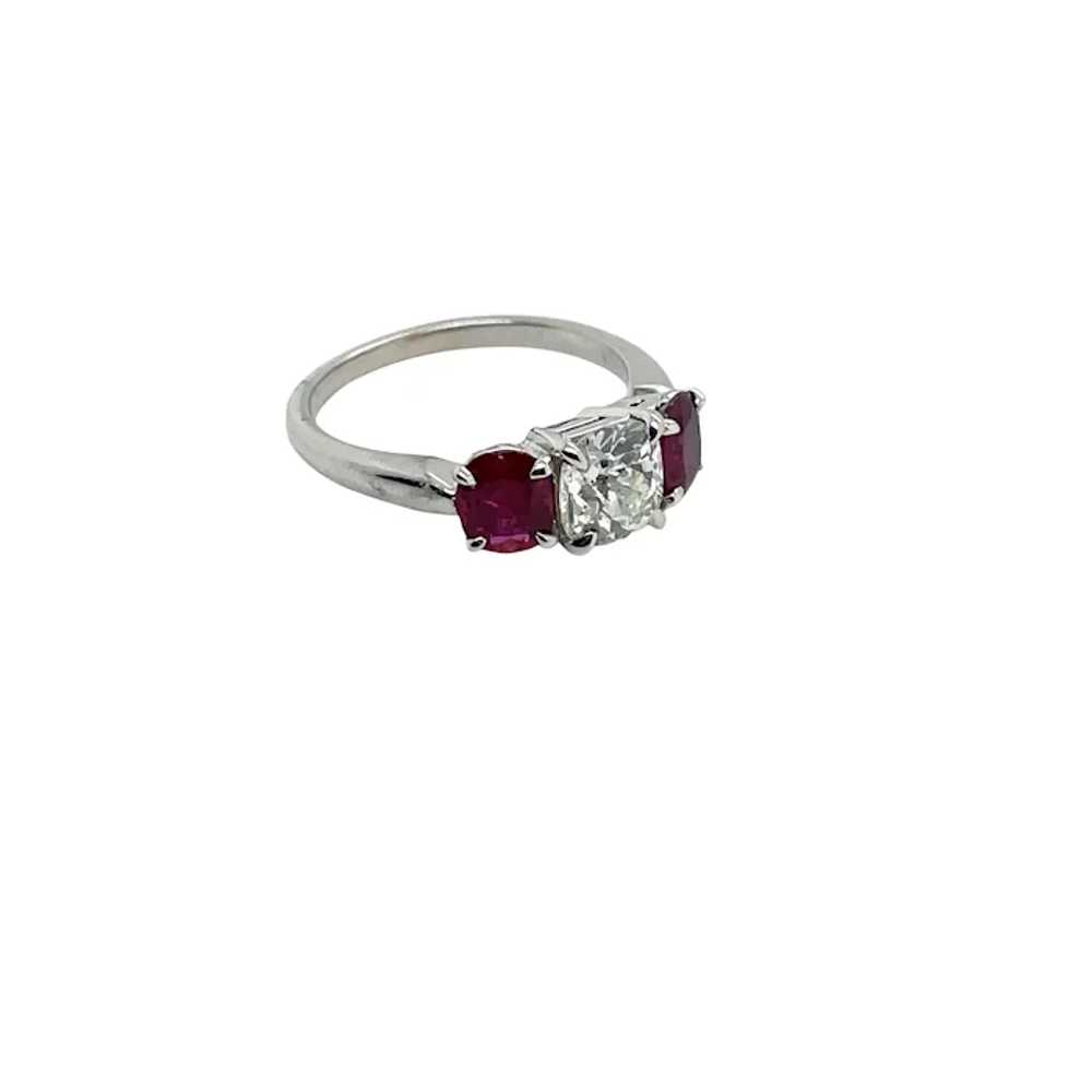 14K White Gold Diamond and Ruby Ring - image 4