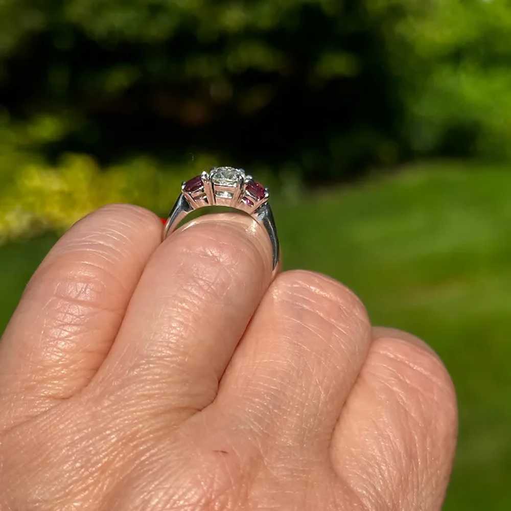 14K White Gold Diamond and Ruby Ring - image 5