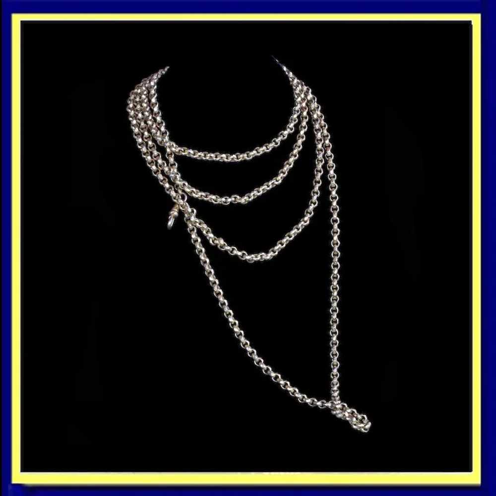 Georgian long chain necklace sautoir muff guard c… - image 2