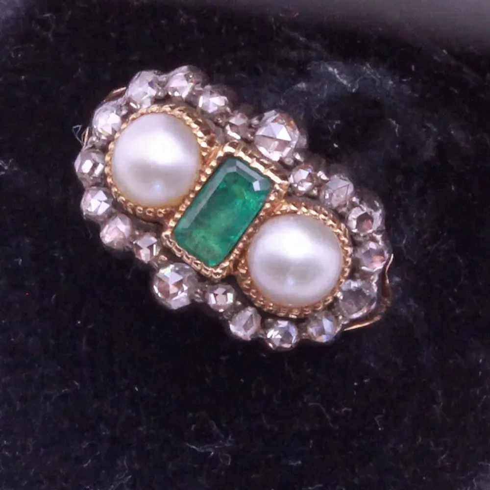 Antique Victorian Ring 18ct gold emerald diamonds… - image 10