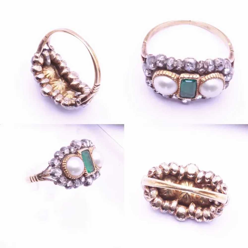 Antique Victorian Ring 18ct gold emerald diamonds… - image 6