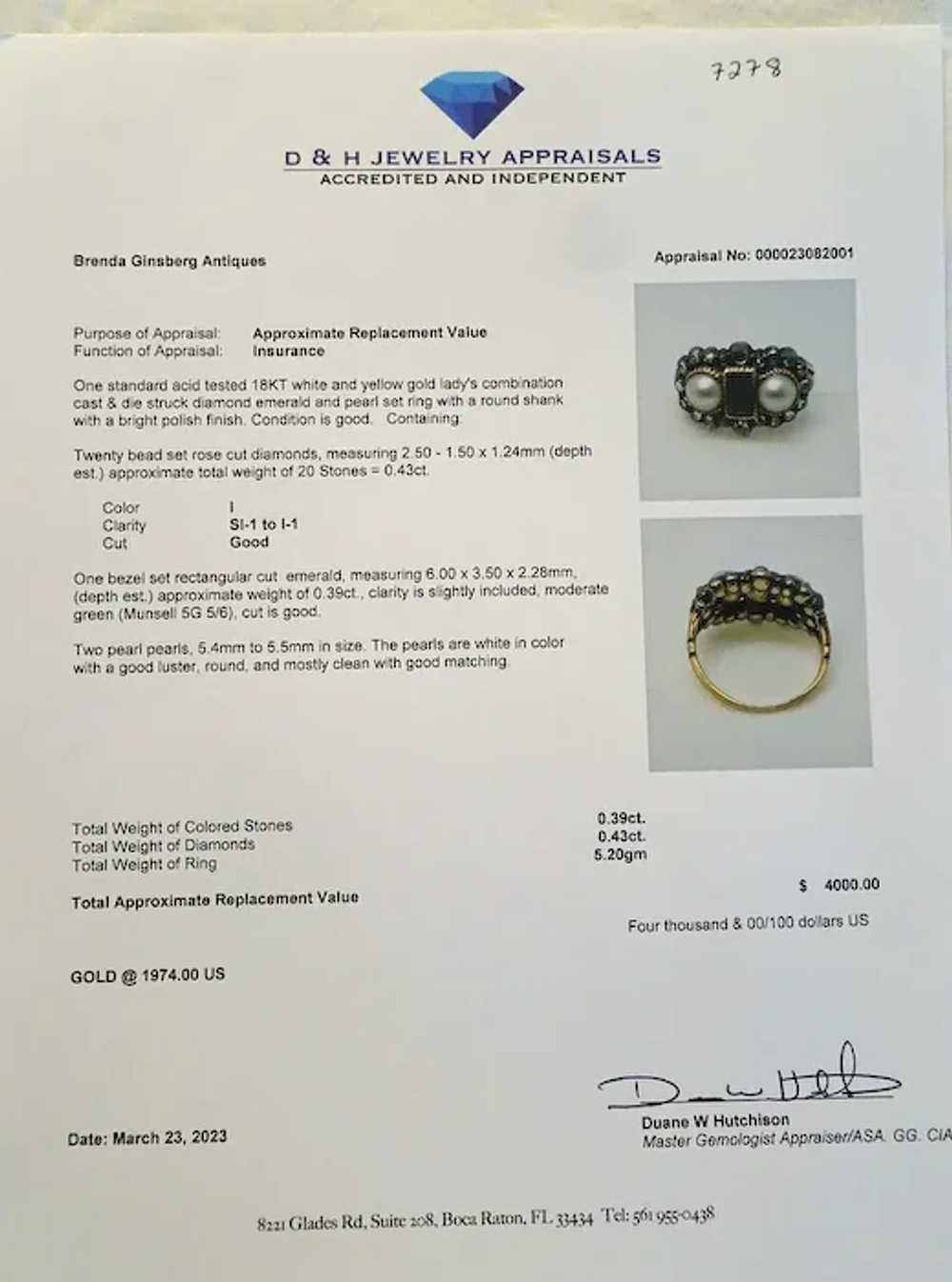 Antique Victorian Ring 18ct gold emerald diamonds… - image 7