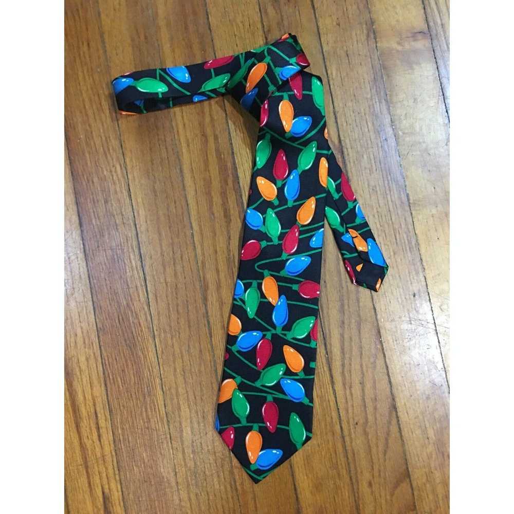 Vintage CHRISTMAS LIGHTS ADDICTION MENS NECK TIE … - image 3