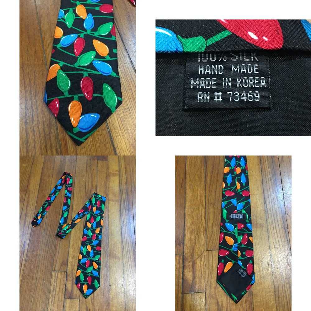 Vintage CHRISTMAS LIGHTS ADDICTION MENS NECK TIE … - image 4