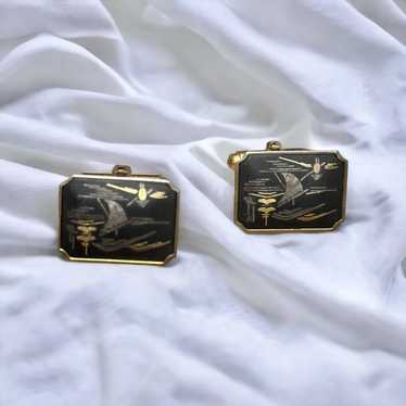 Vintage Vintage Amita Japan damascene cuff links