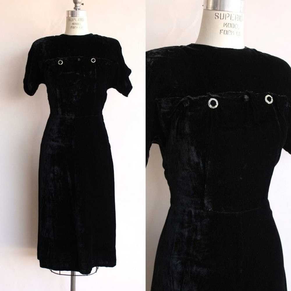 Vintage Vintage 1940s Dress, Cirilo Black Velvet … - image 1