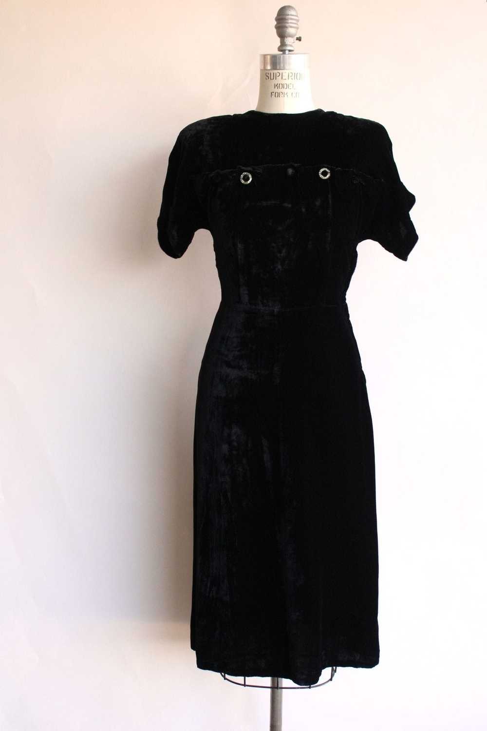 Vintage Vintage 1940s Dress, Cirilo Black Velvet … - image 3