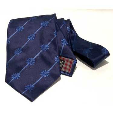 Kenzo KENZO HOMME Blue Striped Floral Silk Tie IT… - image 1