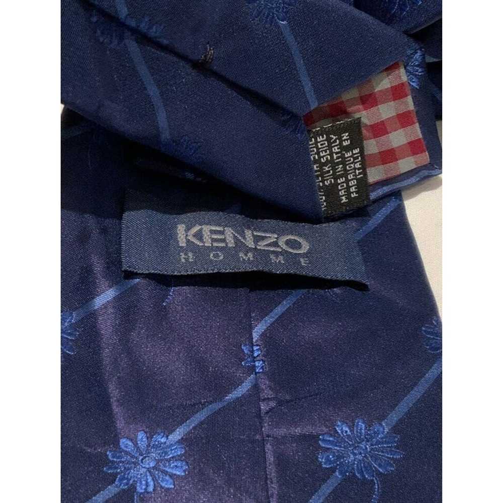Kenzo KENZO HOMME Blue Striped Floral Silk Tie IT… - image 2