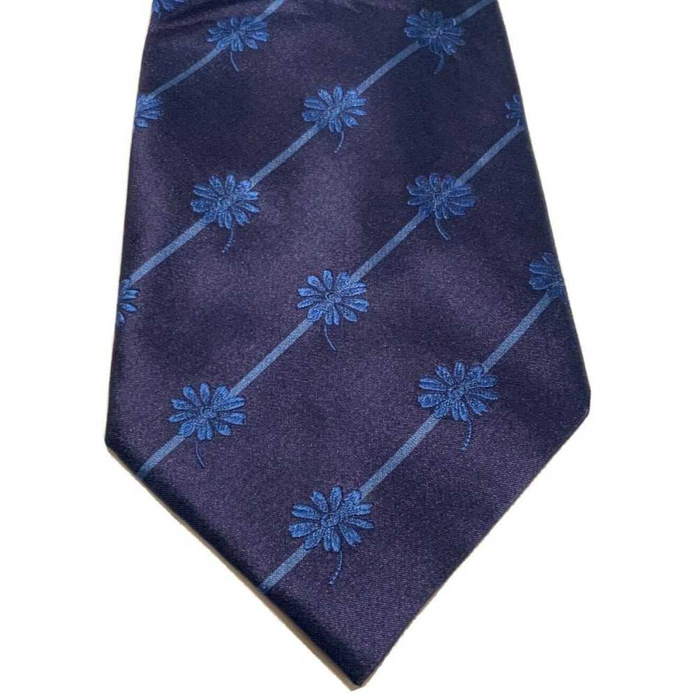 Kenzo KENZO HOMME Blue Striped Floral Silk Tie IT… - image 4