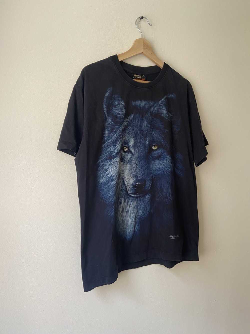 Art × Vintage Vintage 90’s Wolf animal nature art… - image 2