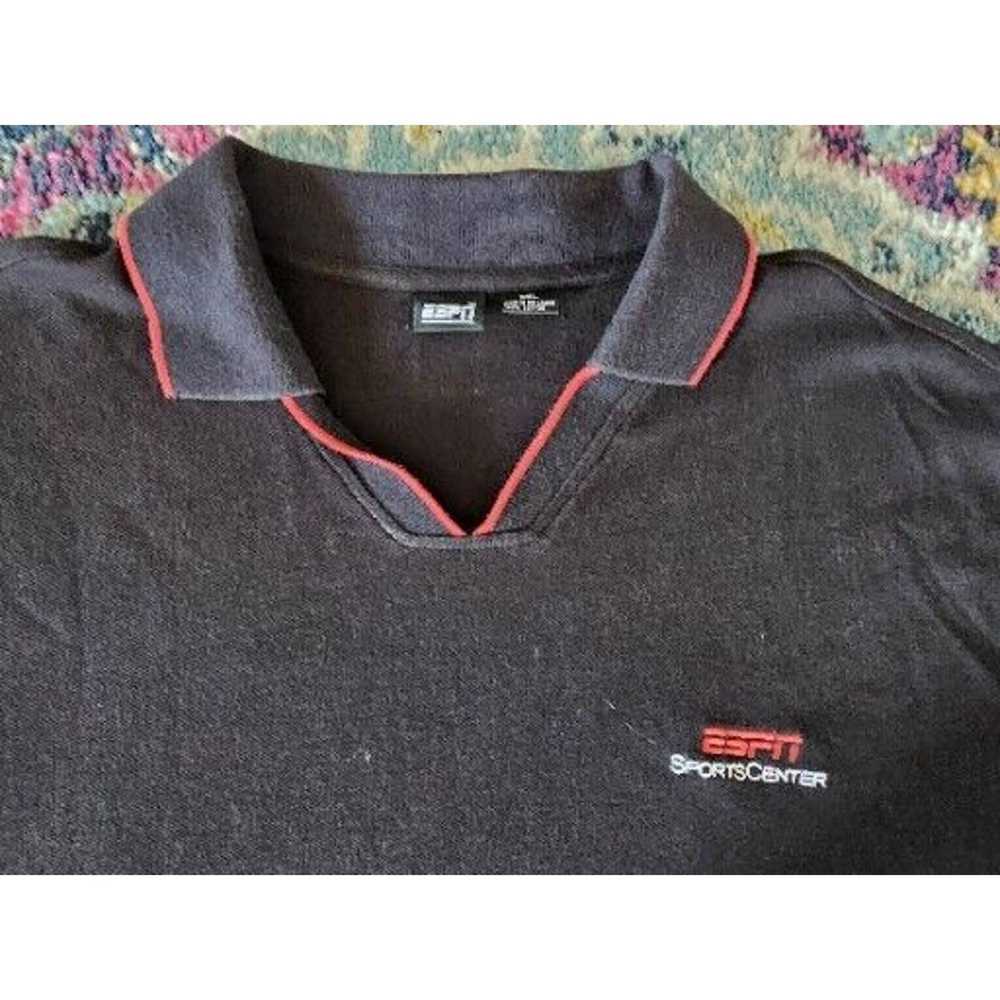 Esperos ESPN Sportscenter Black Polo V-Neck Shirt… - image 3