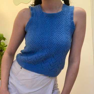 Other Vintage 70s/80s blue knit vest/tank - image 1