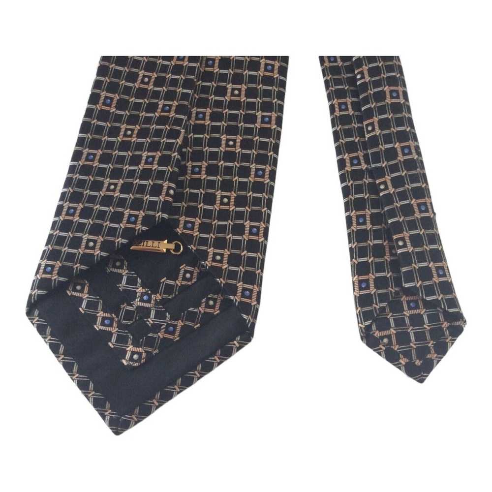 Zilli ZILLI PARIS Black Geometric Silk Tie Hand M… - image 10