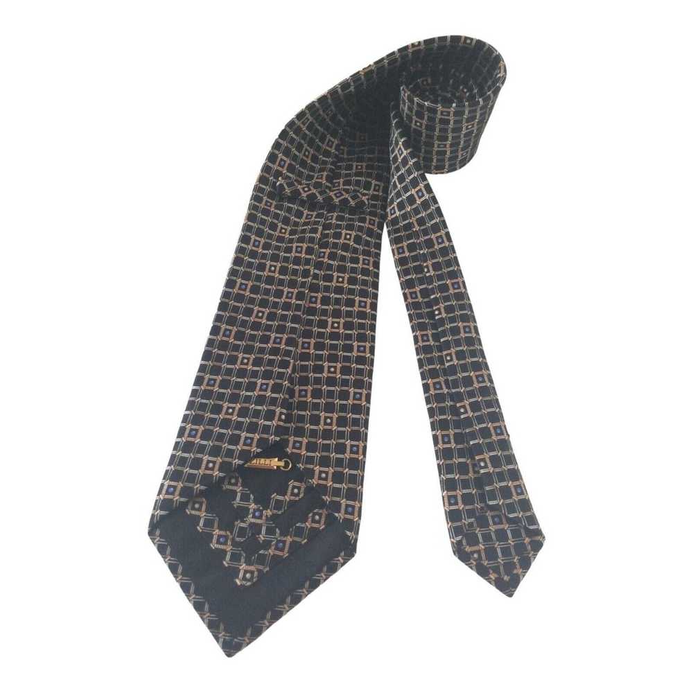 Zilli ZILLI PARIS Black Geometric Silk Tie Hand M… - image 3