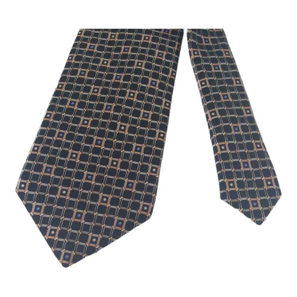 Zilli ZILLI PARIS Black Geometric Silk Tie Hand M… - image 4