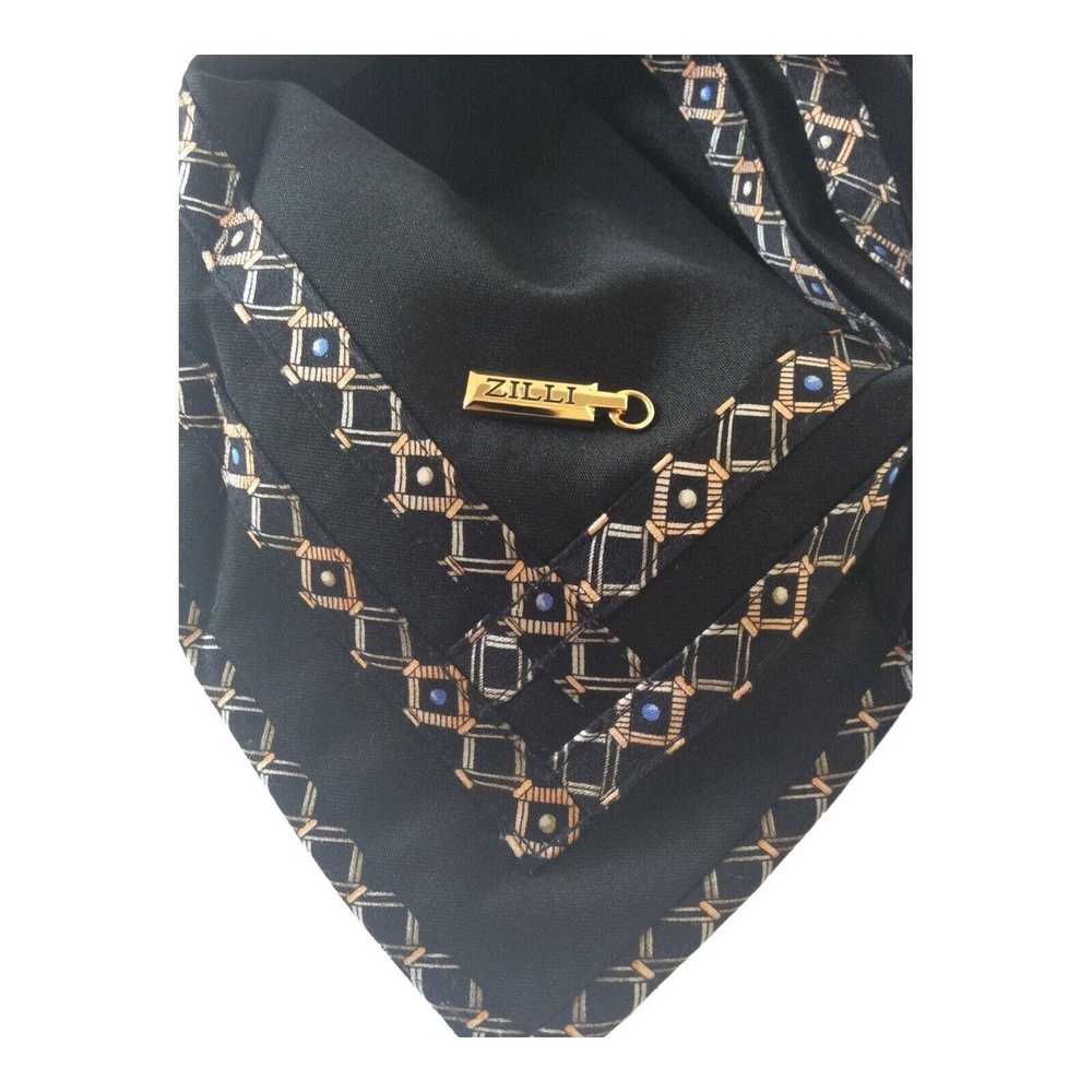 Zilli ZILLI PARIS Black Geometric Silk Tie Hand M… - image 5