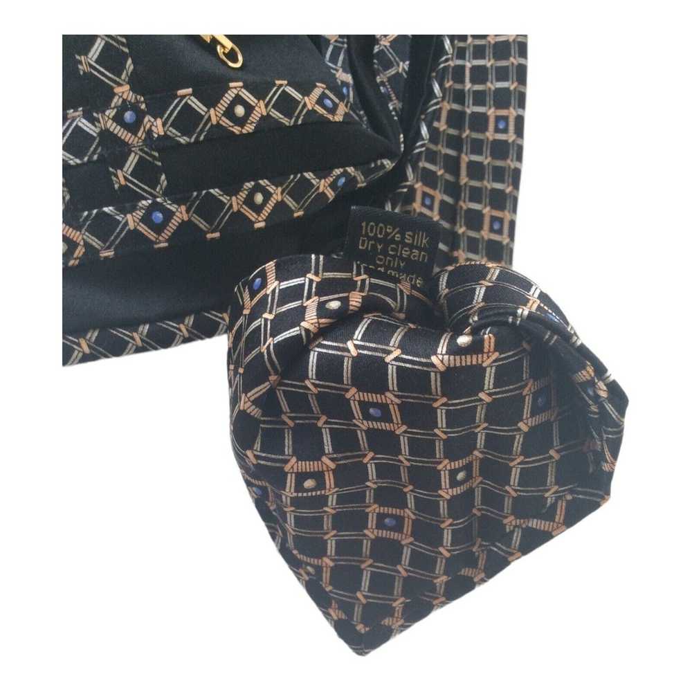 Zilli ZILLI PARIS Black Geometric Silk Tie Hand M… - image 8