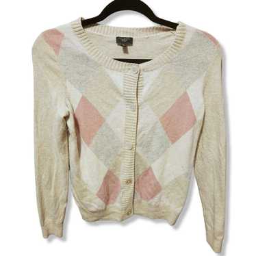 J.Crew Talbot's Pink Argyle crop cardigan sweater… - image 1