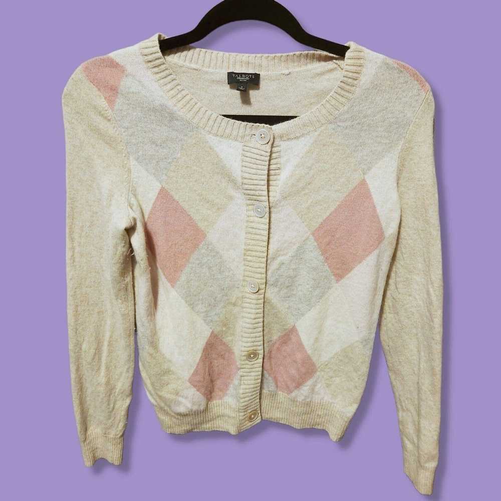 J.Crew Talbot's Pink Argyle crop cardigan sweater… - image 7