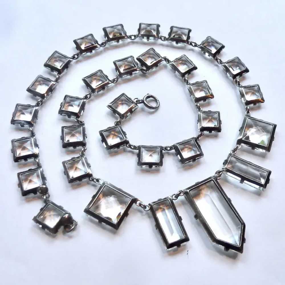 Sterling Silver 925 Art Deco Clear Glass Fringe N… - image 11