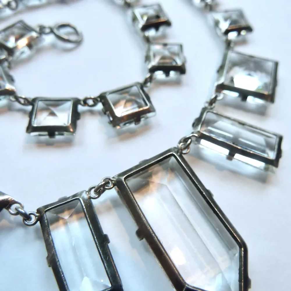 Sterling Silver 925 Art Deco Clear Glass Fringe N… - image 12