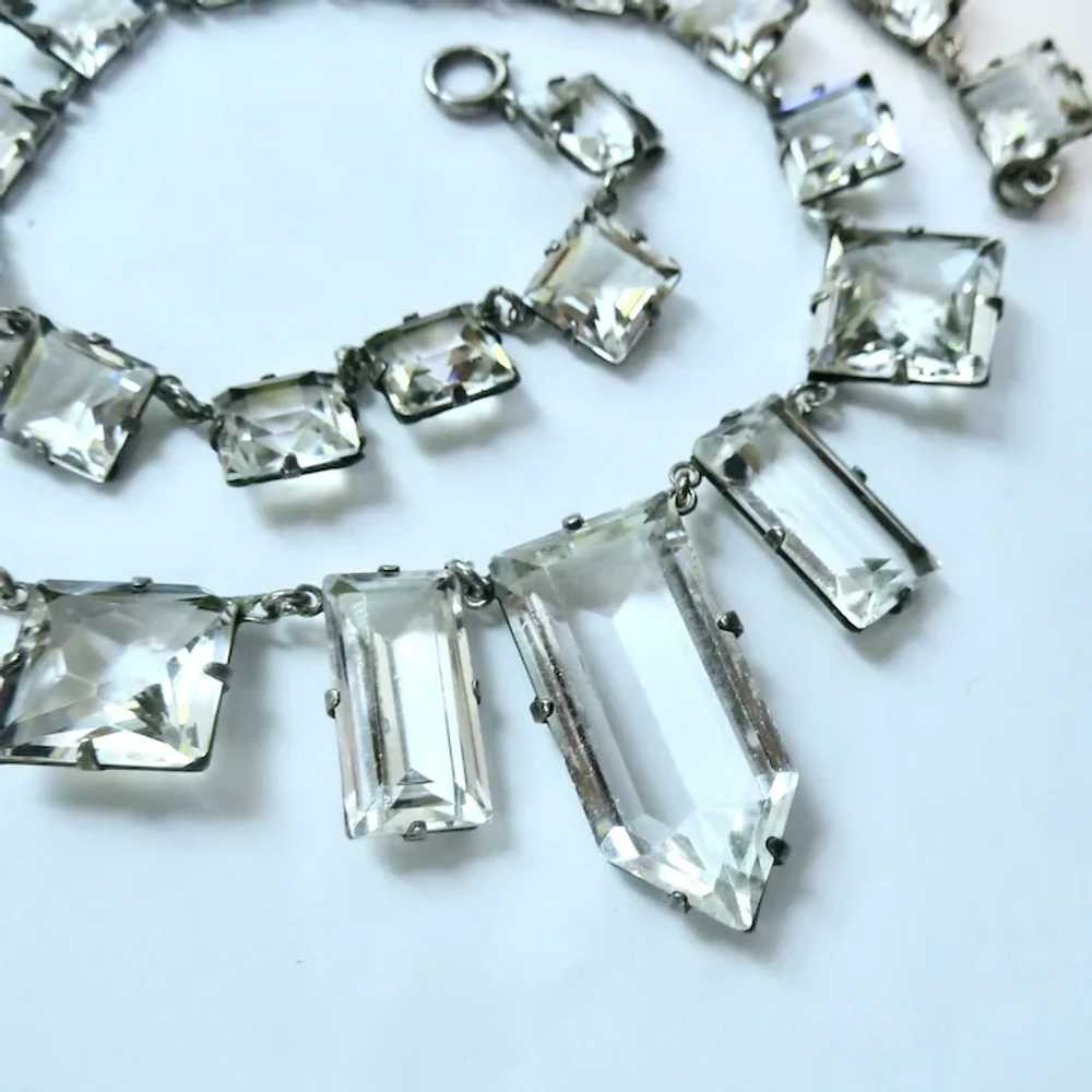 Sterling Silver 925 Art Deco Clear Glass Fringe N… - image 6