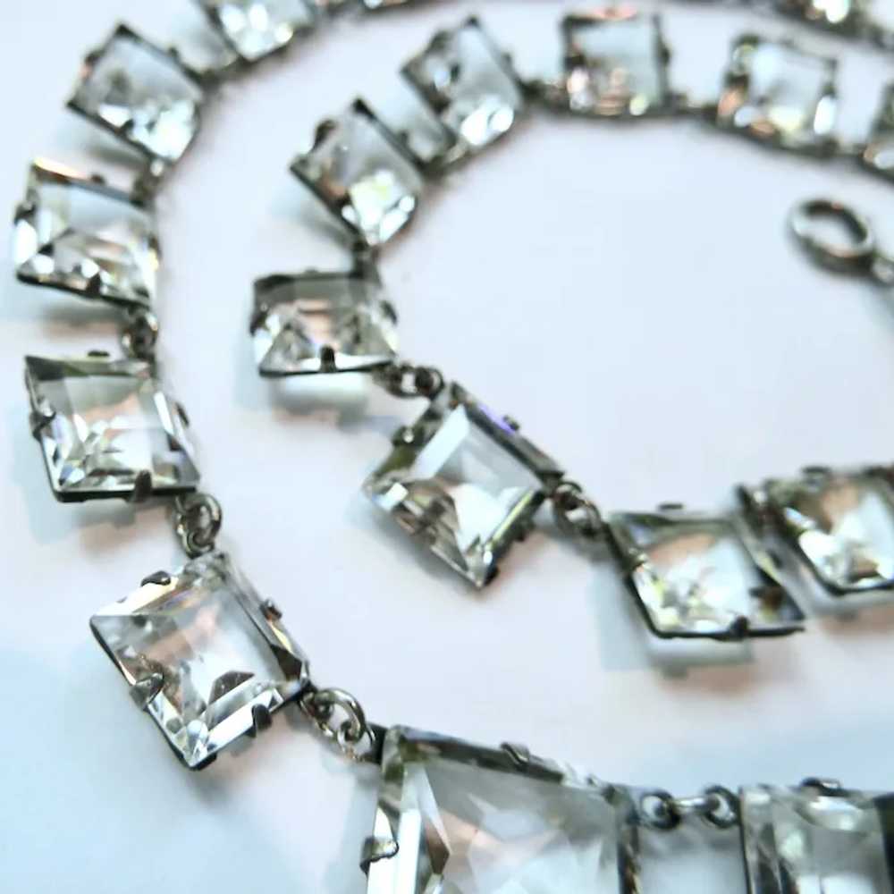 Sterling Silver 925 Art Deco Clear Glass Fringe N… - image 7