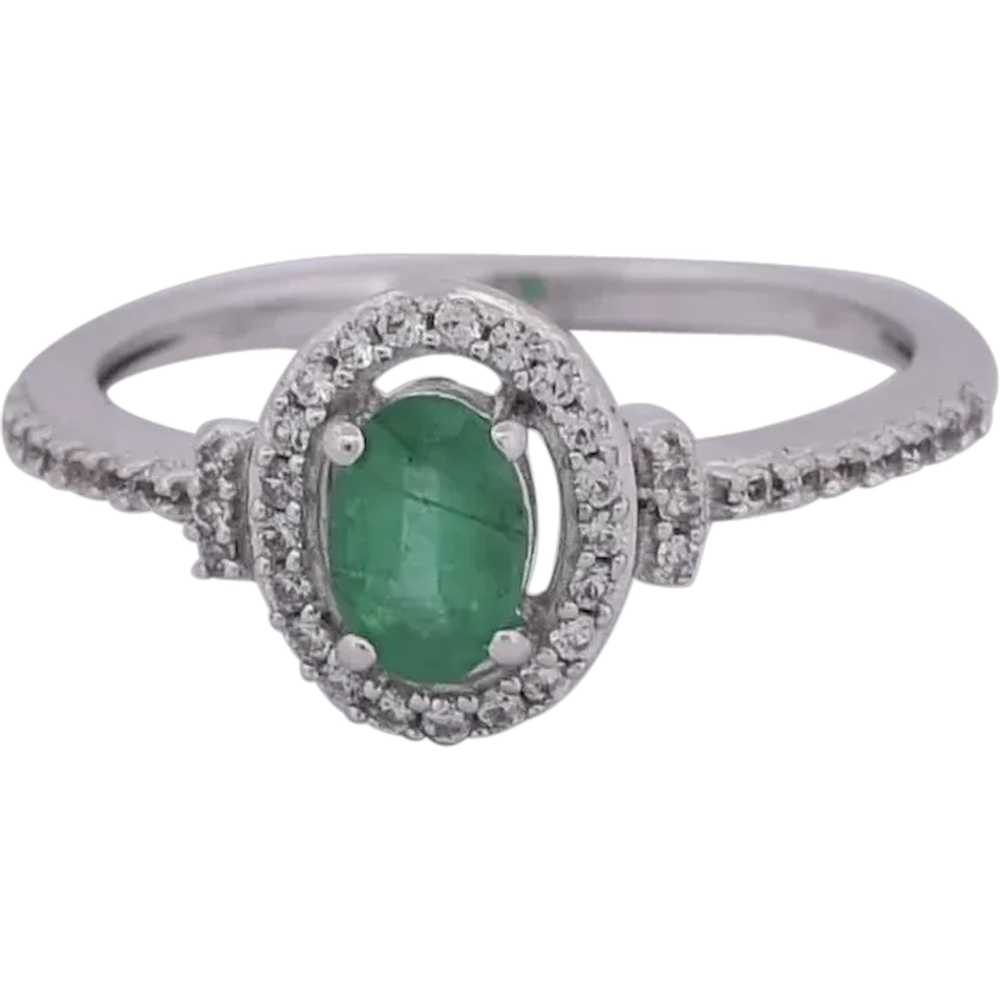 Vintage 10K Emerald, White Sapphire and 0.02 CTW … - image 1