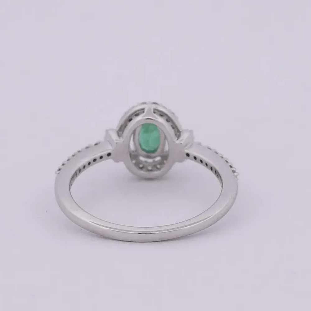 Vintage 10K Emerald, White Sapphire and 0.02 CTW … - image 3