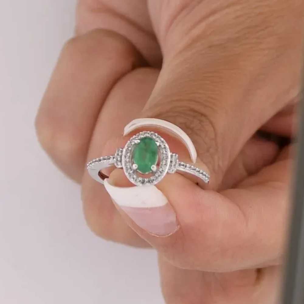 Vintage 10K Emerald, White Sapphire and 0.02 CTW … - image 6