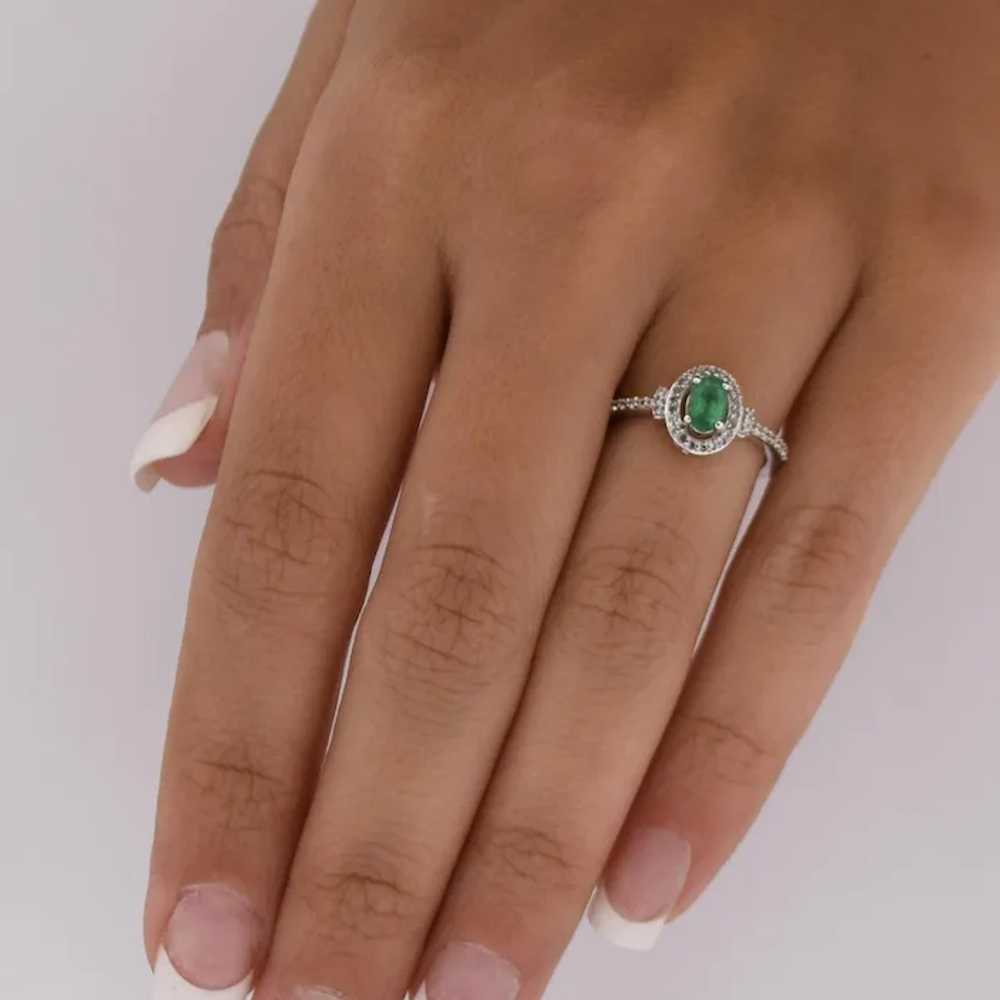 Vintage 10K Emerald, White Sapphire and 0.02 CTW … - image 7