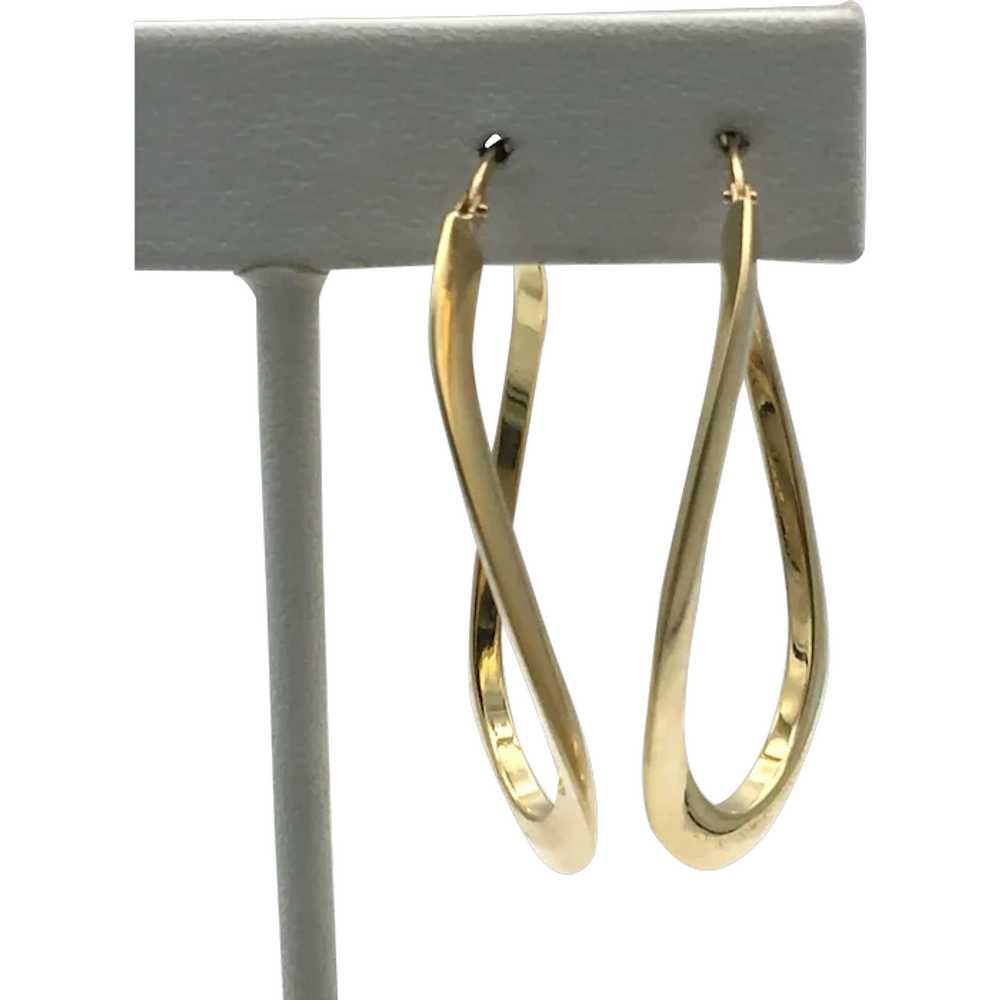 14K Gold Twisted Hoop Earrings - image 1