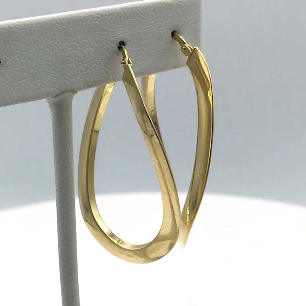 14K Gold Twisted Hoop Earrings - image 2