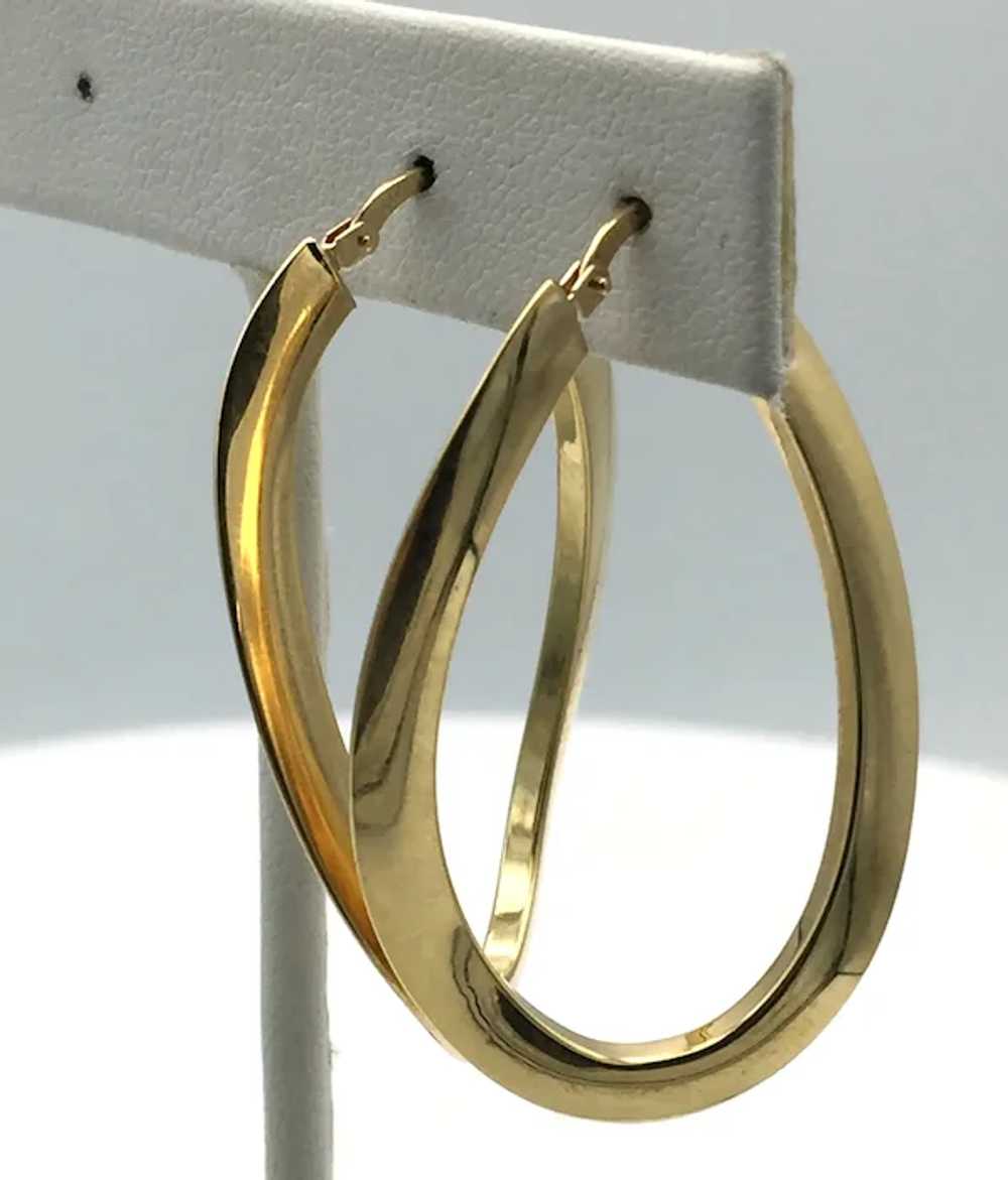 14K Gold Twisted Hoop Earrings - image 3