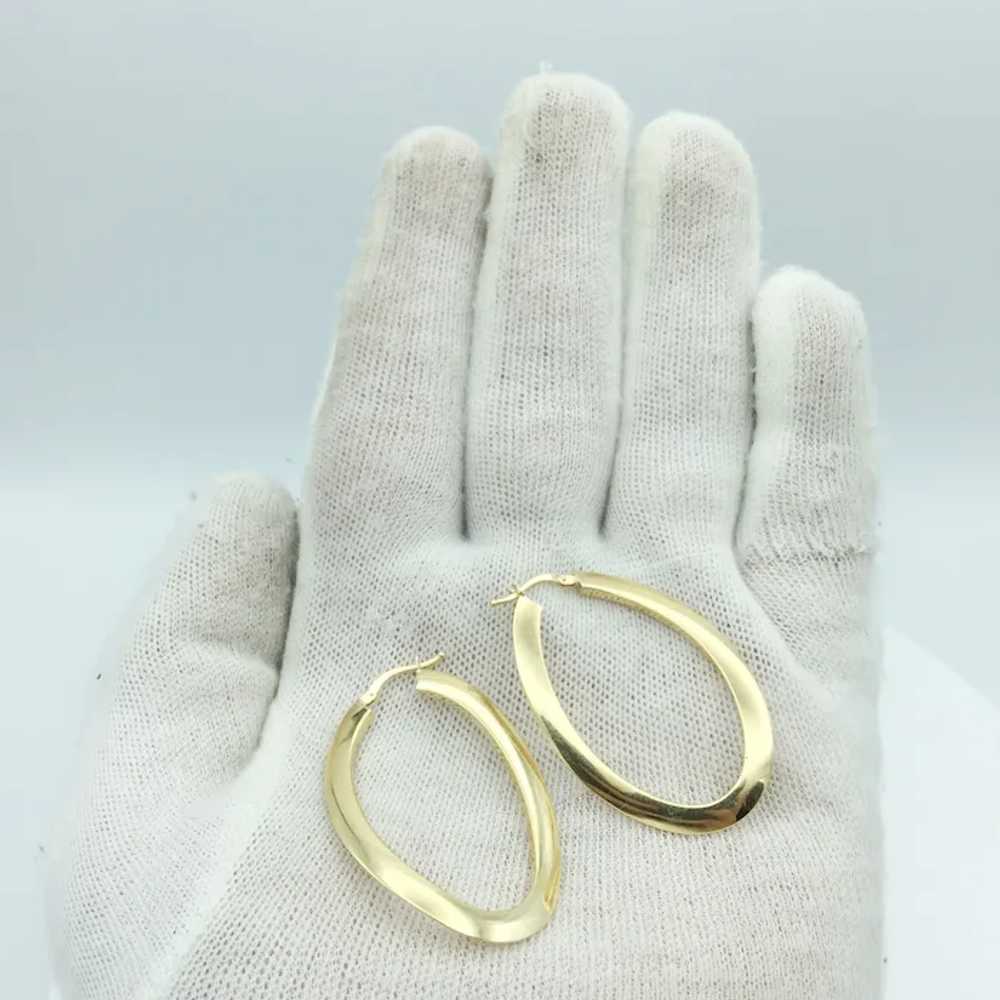 14K Gold Twisted Hoop Earrings - image 5