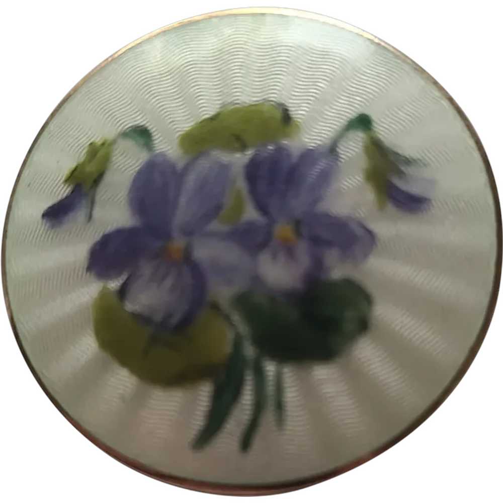 Vintage Norway OPRO Enamel Pansy Violet Flower Gu… - image 1