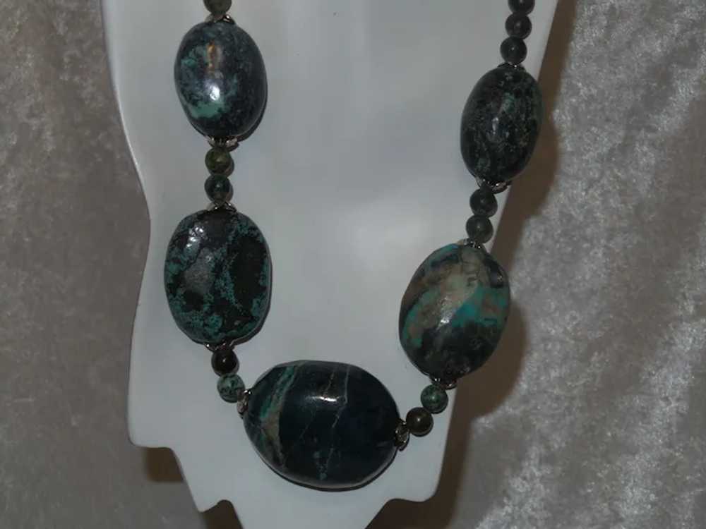 Large Nugget Hubei Turquoise Necklace with Silver… - image 12