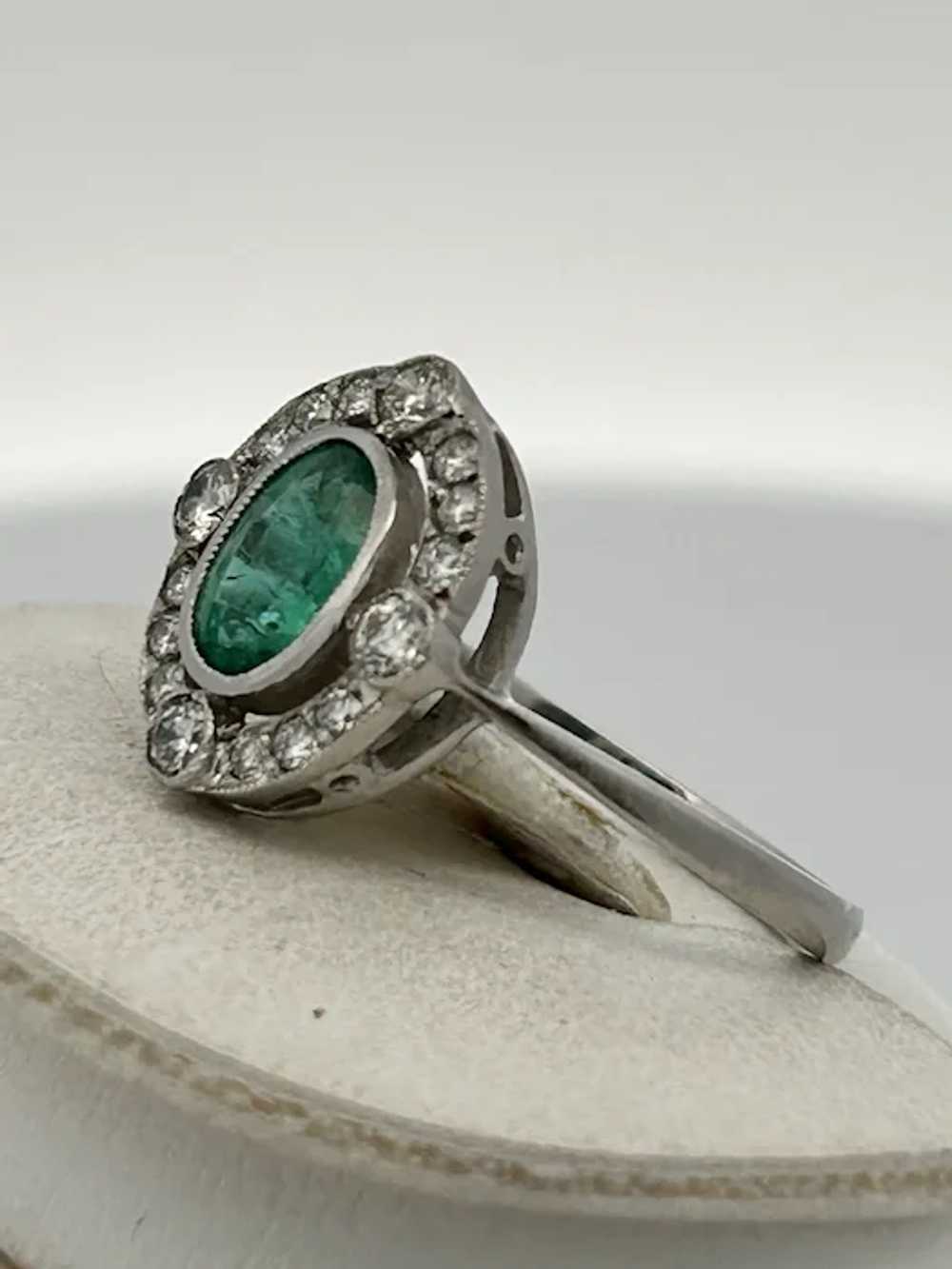 Antique Art Deco Emerald & Diamond Ring Platinum - image 11