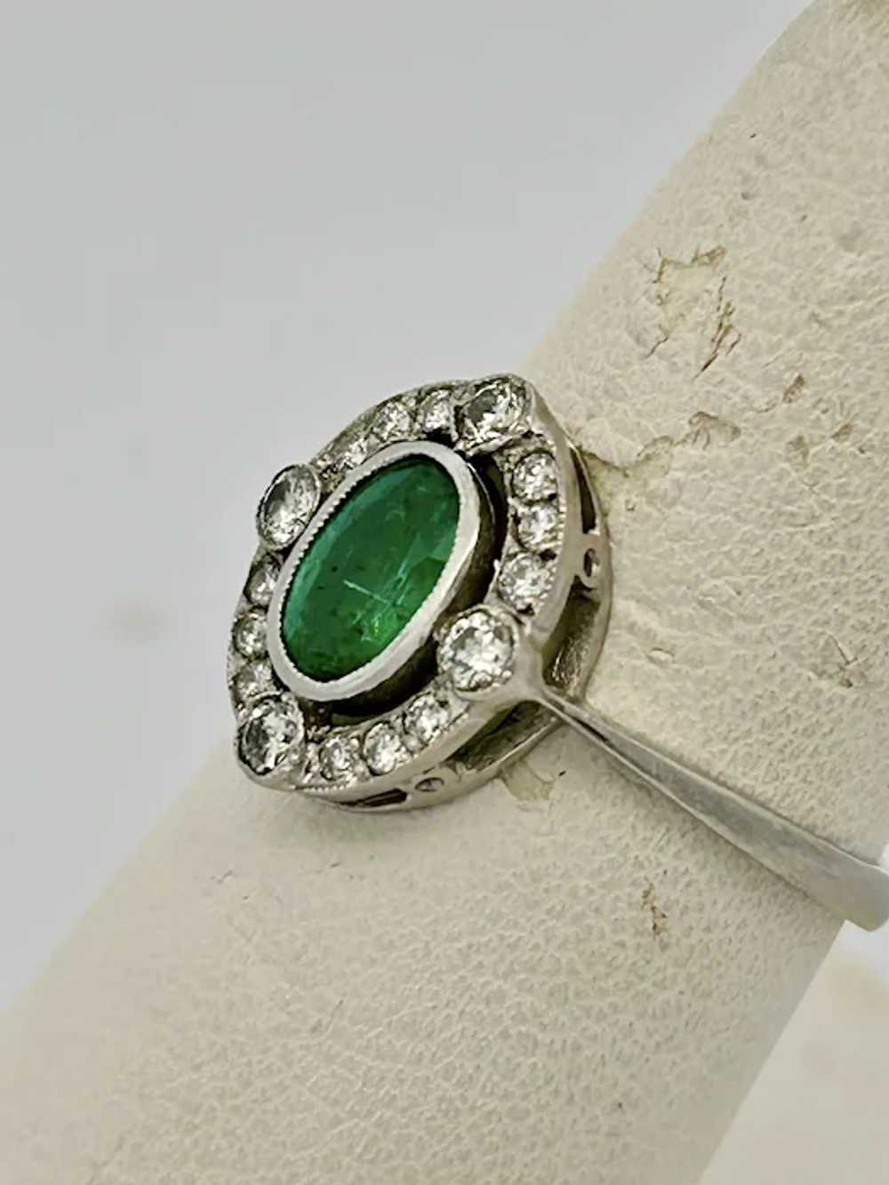 Antique Art Deco Emerald & Diamond Ring Platinum - image 2