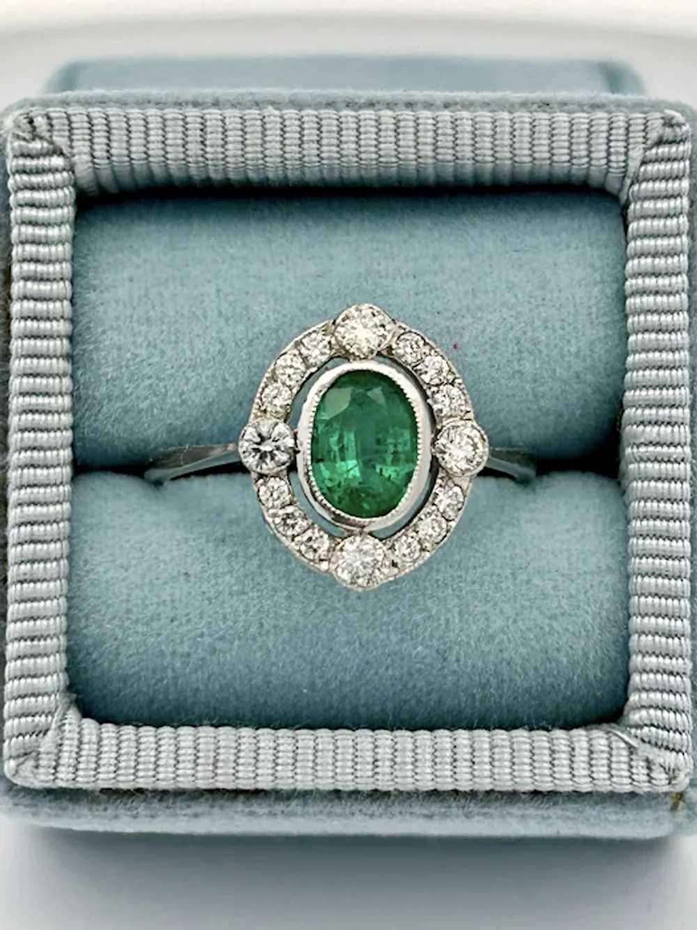 Antique Art Deco Emerald & Diamond Ring Platinum - image 3