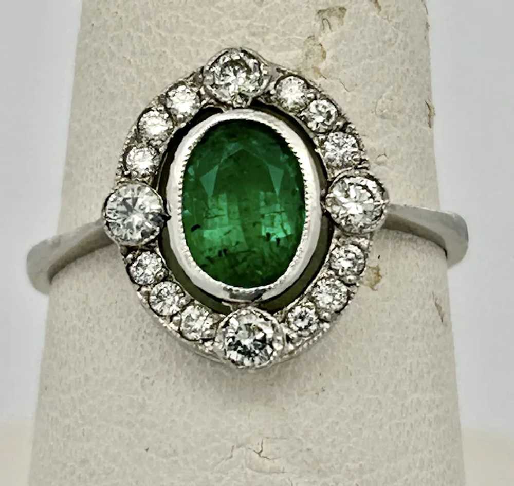 Antique Art Deco Emerald & Diamond Ring Platinum - image 4
