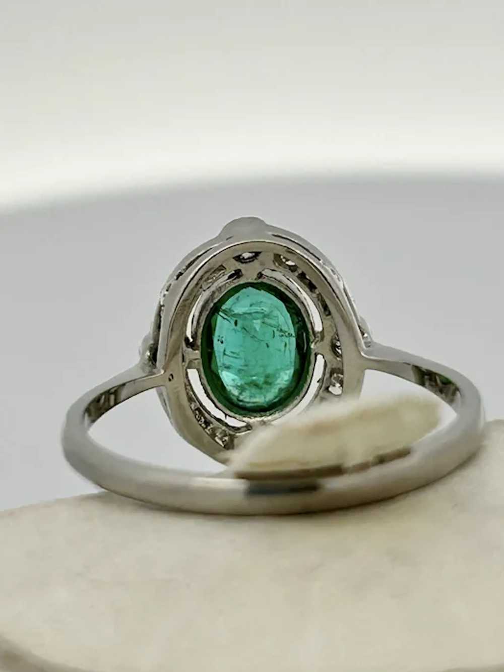 Antique Art Deco Emerald & Diamond Ring Platinum - image 9