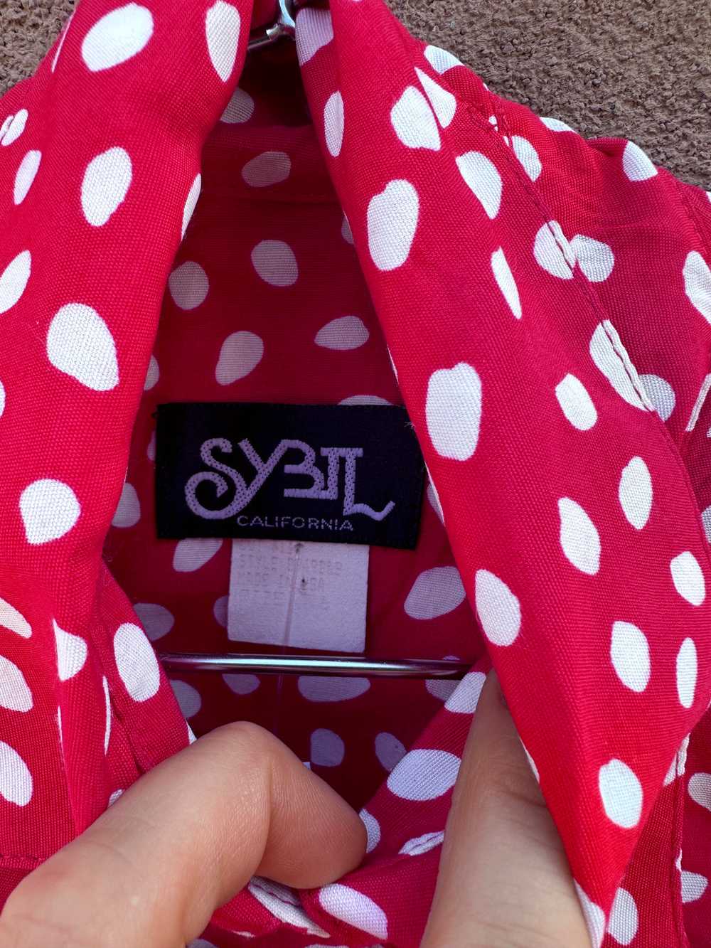 Red with White Polka Dots Dress by Sybil Californ… - image 4