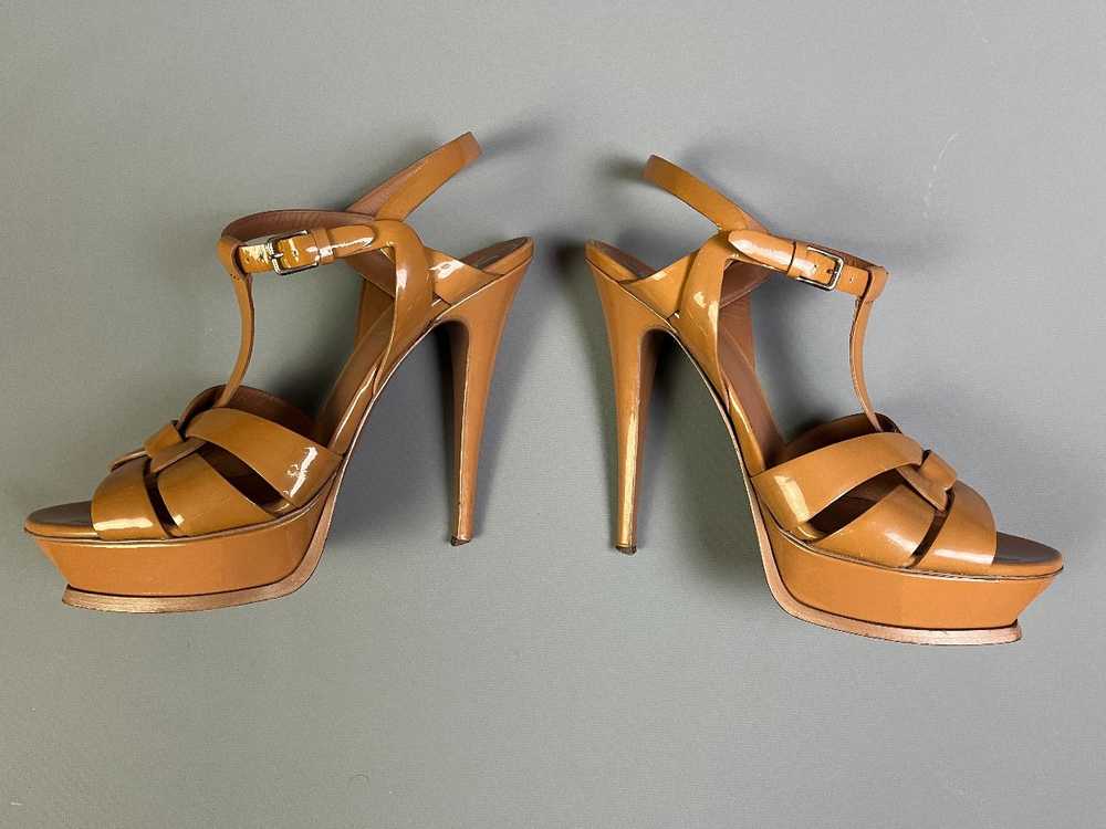 YSL NUDE PATENT LEATHER STRAPPY HEELS WRAP AROUND… - image 12