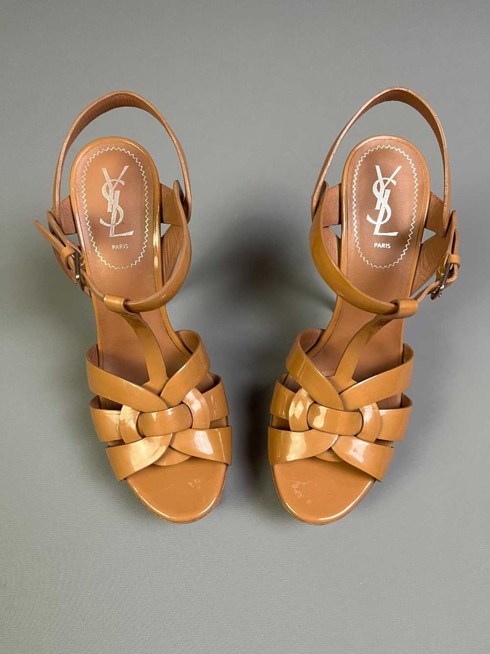 YSL NUDE PATENT LEATHER STRAPPY HEELS WRAP AROUND… - image 1